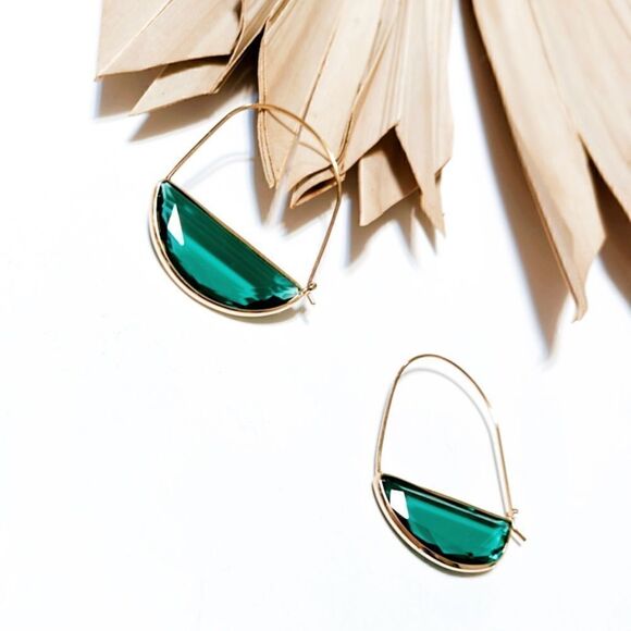 Green crystal earrings #550  - Picture 4 of 6